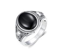 BETHZA Bague tête de mort en onyx noir pour homme en argent sterling 925 gothique vintage ovale en onyx noir, Argent sterling, Onyx