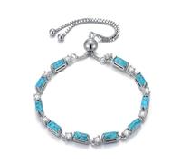 BETHZA Bracelet de tennis turquoise véritable en argent sterling 925, fermoir coulissant réglable, bijoux bohème, idée cadeau pour femme