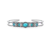 BETHZA Bracelet turquoise véritable - Argent sterling 925 - Bijou turquoise - Style bohème vintage du sud-ouest - Bracelet réglable pour femme - Cadeau d'anniversaire