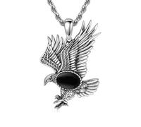 BETHZA Collier aigle pour homme en argent sterling 925 véritable onyx noir vintage pendentif hawk western viking bijoux animaux cadeaux pour père