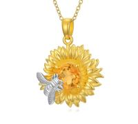 BETHZA Collier avec pendentif en forme de tournesol en argent sterling 925 avec pendentif en citrine naturelle You're My Sunshine Gravure cadeau pour les mères