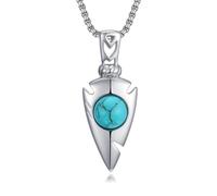 BETHZA Collier en argent sterling 925 véritable turquoise pour homme avec pendentif en pointe de flèche viking - Cadeau d'anniversaire