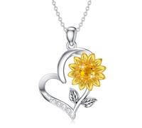 BETHZA Collier tournesol pour femme en argent sterling 925 avec pendentif citrine « Sie sind meine Sonnenschein Liebe Herz Anhänger Schmuck Geschenk für Ihre Frau Mutter »