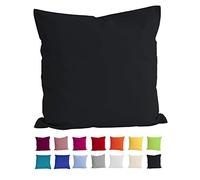 Beties Basic Housse de coussin env. 40 x 40 cm 100% coton en 15 Joyeux Uni couleurs, 100 % coton, noir, 40 x 40 cm