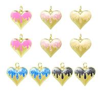 BETITETO Lot de 10 breloques en forme de cœur en laiton plaqué or 18 carats pour la fabrication de bijoux, colliers, bracelets, boucles d'oreilles, cadeau de Saint-Valentin