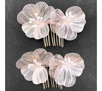 BETITETO Lot de 2 peignes à cheveux en forme de fleur en métal pour mariée, accessoires pour femmes et filles (rose rose)