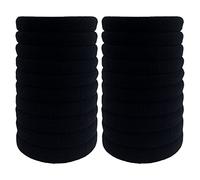 BETITETO Lot de 20 élastiques à cheveux épais en coton extensible sans couture pour femme pour cheveux épais, lourds ou bouclés Noir