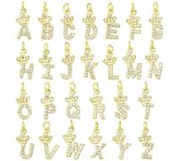 BETITETO Lot de 26 breloques en forme de lettre de l'alphabet de A à Z avec petites paillettes en laiton plaqué or 18 carats pour la fabrication de bijoux, colliers, bracelets, cadeaux