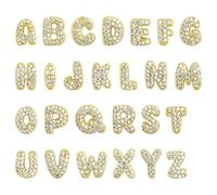 BETITETO Lot de 26 petites perles de l'alphabet remplies d'or 18 carats en laiton et oxyde de zirconium pour la fabrication de bijoux, colliers, bracelets, cadeaux, loisirs créatifs