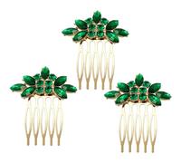 BETITETO Lot de 3 petites épingles à cheveux dorées en cristal avec peigne pour mariage - Accessoires pour femmes et filles (vert)