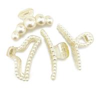 BETITETO Lot de 4 grandes pinces à cheveux avec perles antidérapantes pour femmes et filles - Pour cheveux fins et épais (champagne)