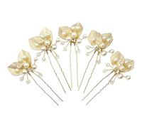 BETITETO Lot de 5 épingles à cheveux dorées en forme de feuille métallique pour femme et fille