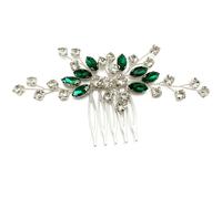 BETITETO Petit peigne à cheveux de mariage vert émeraude cristal argent vigne accessoires pour femmes filles