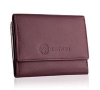 BETLEWSKI Petit Portefeuille Softly pour femme en cuir véritable, design compact, 6 couleurs, 12 × 2,5 × 9,5 cm, Rose, 12 × 2,5 × 9,5 cm, Minimaliste