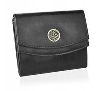 BETLEWSKI Portefeuille compact en cuir pour femme - Protection RFID - Petit portefeuille - Noir - 11,5 x 3 x 10 cm