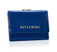 BETLEWSKI Portefeuille Femme en Cuir Véritable - Royal - Cuir Laqué - Petit - Élégant - Portefeuille, bleu, s, Moderne