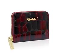 BETLEWSKI - Portefeuille pour femme - Rétro - Cuir véritable - Petit portefeuille - Nombreux compartiments pour cartes - Fermeture éclair - Couleur noire - 10,5 x 8 x 2,5 cm - Technologie RFID