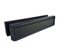 Betley Butterfly Boîte aux lettres noire de 30,5 cm avec brosses anti-courants d'air, boîte aux lettres en UPVC noir mat avec manche télescopique avec porte de 40 à 80 mm d'épaisseur