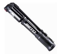 BETO Mini pompe à vélo avec valves Presta/Schrader, 300 PSI Pompe à air de vélo HI-P/HI-V double lune pour vélo de route, VTT, BMX - Noir