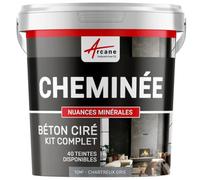 Béton ciré cheminée, kit avec primaire et vernis - 10 m² (en 2 couches) Chartreux - Gris - ARCANE INDUSTRIES