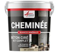 Béton ciré cheminée, kit avec primaire et vernis - 2 m² (en 2 couches) Lin Beige - ARCANE INDUSTRIES