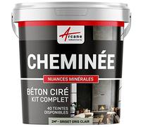 Béton ciré cheminée, kit avec primaire et vernis - 5 m² (en 2 couches) Aronia Gris Noir - ARCANE INDUSTRIES