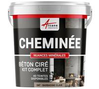 Béton ciré cheminée, kit avec primaire et vernis - 5 m² (en 2 couches) Barbadine Clair - ARCANE INDUSTRIES