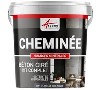 Béton ciré cheminée, kit avec primaire et vernis - 5 m² (en 2 couches) Flanelle Gris Foncé - ARCANE INDUSTRIES