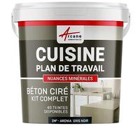 Béton Ciré Cuisine Plan de Travail Crédence 2 m² Aronia Gris Noir | Protection Anti-Taches, Résiste Chaleur et Eau, Adhérence Tous Supports, Temps Ouvert jusqu'à 4H - Arcane Industries