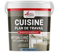 Béton Ciré Cuisine Plan de Travail Crédence 2 m² Canard Gris Bleuté | Protection Anti-Taches, Résiste Chaleur et Eau, Adhérence Tous Supports, Temps Ouvert jusqu'à 4H - Arcane Industries