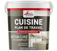 Béton Ciré Cuisine Plan de Travail Crédence 2 m² Chartreux - Gris | Protection Anti-Taches, Résiste Chaleur et Eau, Adhérence Tous Supports, Temps Ouvert jusqu'à 4H - Arcane Industries