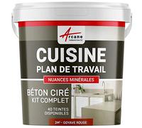 Béton Ciré Cuisine Plan de Travail Crédence 2 m² Goyave Rouge | Protection Anti-Taches, Résiste Chaleur et Eau, Adhérence Tous Supports, Temps Ouvert jusqu'à 4H - Arcane Industries