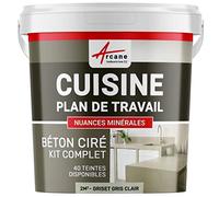 Béton Ciré Cuisine Plan de Travail Crédence 2 m² Griset Gris Clair | Protection Anti-Taches, Résiste Chaleur et Eau, Adhérence Tous Supports, Temps Ouvert jusqu'à 4H - Arcane Industries