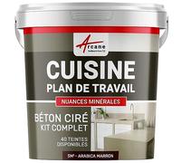 Béton Ciré Cuisine Plan de Travail Crédence 5 m² Arabica Marron | Protection Anti-Taches, Résiste Chaleur et Eau, Adhérence Tous Supports, Temps Ouvert jusqu'à 4H - Arcane Industries