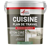 Béton Ciré Cuisine Plan de Travail Crédence 5 m² Carambole Vert | Protection Anti-Taches, Résiste Chaleur et Eau, Adhérence Tous Supports, Temps Ouvert jusqu'à 4H - Arcane Industries