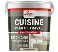 Béton Ciré Cuisine Plan de Travail Crédence 5 m² Crème Ivoire | Protection Anti-Taches, Résiste Chaleur et Eau, Adhérence Tous Supports, Temps Ouvert jusqu'à 4H - Arcane Industries