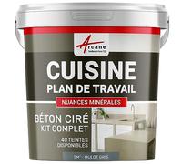 Béton Ciré Cuisine Plan de Travail Crédence 5 m² (en 2 couches) Mulot Gris | Protection Anti-Taches, Résiste Chaleur et Eau, Adhérence Tous Supports, Temps Ouvert jusqu'à 4H - Arcane Industries