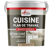 Béton Ciré Cuisine Plan de Travail Crédence 5 m² Gazelle Gris Rose | Protection Anti-Taches, Résiste Chaleur et Eau, Adhérence Tous Supports, Temps Ouvert jusqu'à 4H - Arcane Industries