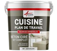 KIT BETON CIRE CUISINE ET PLAN DE TRAVAIL - 5 m² (en 2 couches) Isatis Blanc