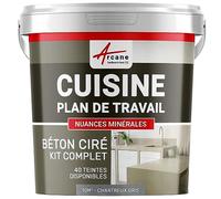 Béton ciré cuisine, plan de travail, crédence, évier sol et mur revêtement mural décoratif kit complet - 10 m² (en 2 couches) Chartreux - Gris - ARCANE INDUSTRIES