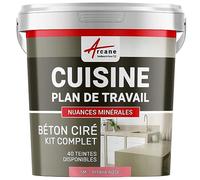 Béton ciré cuisine, plan de travail, crédence, évier, sol et mur, revêtement mural décoratif, kit complet - 5 m² (en 2 couches) Pitaya Rose - ARCANE INDUSTRIES