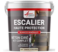 Béton Ciré Escalier, Kit Complet 10 m² (en 2 couches) Chinchilla Gris Beige | Haute Résistance Uv, Bonne Opacité, Temps Ouvert 4H, Adhérence Supports Lisses, Vernis Anti-Taches - Arcane Industries