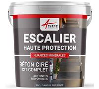 Béton Ciré Escalier, Kit Complet 10 m² (en 2 couches) Flanelle Gris Foncé | Haute Résistance Uv, Bonne Opacité, Temps Ouvert 4H, Adhérence Supports Lisses, Vernis Anti-Taches - Arcane Industries