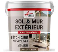 béton ciré extérieur, pour sol, mur, terrasse, escalier, enduit décoratif minéral, en kit - 10 m² (en 2 couches) Cacao Marron - ARCANE INDUSTRIES