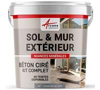 béton ciré extérieur, pour sol, mur, terrasse, escalier, enduit décoratif minéral, en kit - 2 m² (en 2 couches) Chartreux - Gris - ARCANE INDUSTRIES