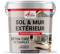 béton ciré extérieur, pour sol, mur, terrasse, escalier, enduit décoratif minéral, en kit - 2 m² (en 2 couches) Flanelle Gris Foncé - ARCANE INDUSTRIES