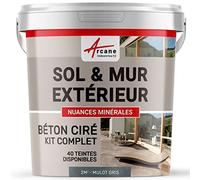 béton ciré extérieur, pour sol, mur, terrasse, escalier, enduit décoratif minéral, en kit - 2 m² (en 2 couches) Mulot Gris - ARCANE INDUSTRIES