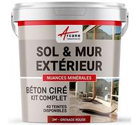 béton ciré extérieur, pour sol, mur, terrasse, escalier, enduit décoratif minéral, en kit - 2 m² (en 2 couches) Grenade Rouge - ARCANE INDUSTRIES