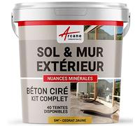 béton ciré extérieur, pour sol, mur, terrasse, escalier, enduit décoratif minéral, en kit - 5 m² (en 2 couches) Cédrat Jaune - ARCANE INDUSTRIES