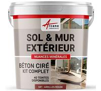 béton ciré extérieur, pour sol, mur, terrasse, escalier, enduit décoratif minéral, en kit - 5 m² (en 2 couches) Airelles Rouge - ARCANE INDUSTRIES